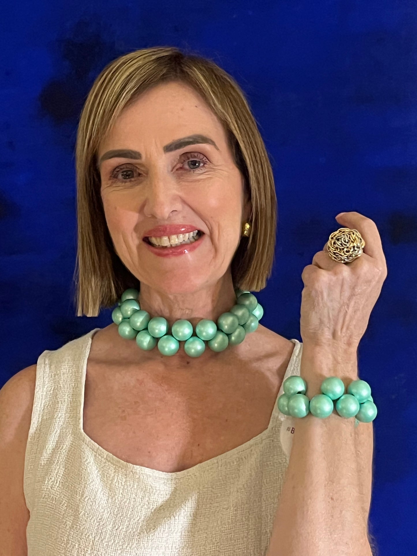 Ballsmania Metallic Matte Mint Necklace Set
