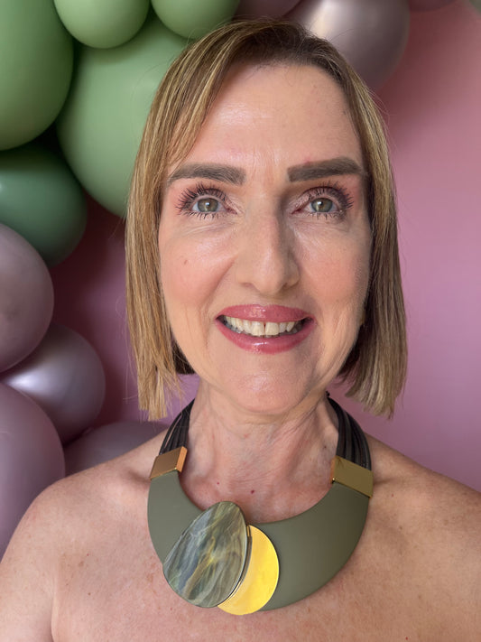 Antura Autumn Green and Gold Necklace